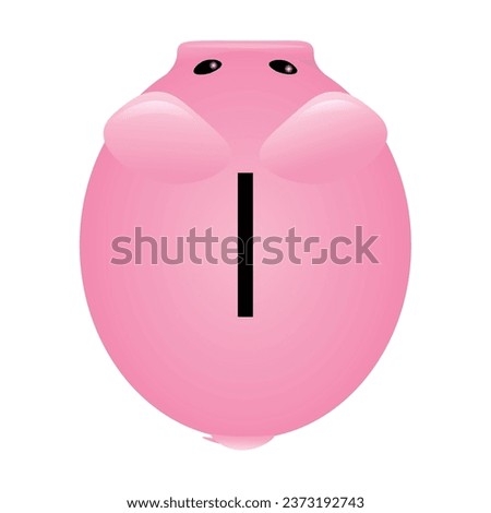 Pink piggy bank on white background, top view