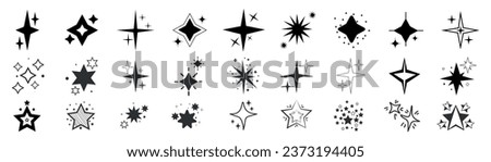 Set of many drawn stars on white background