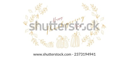Greeting banner for Happy Thanksgiving Day with leaves and pumpk