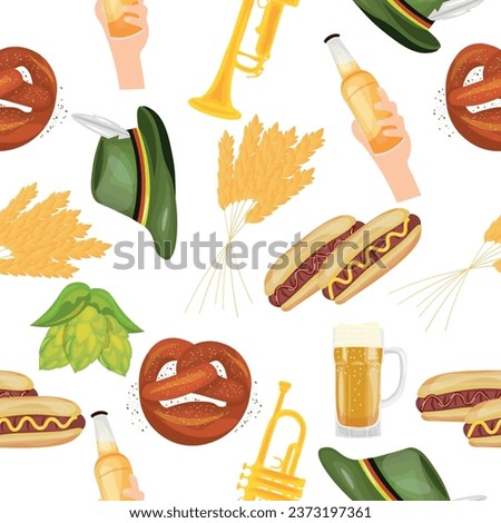 Set of items for Oktoberfest on white background. Pattern for de