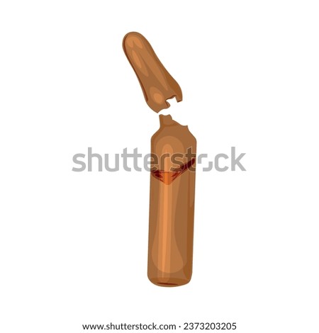 Broken ampoule with medicine on white background
