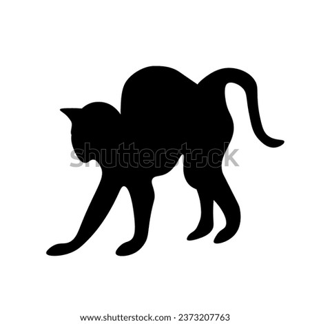 Silhouette of black cat on white background
