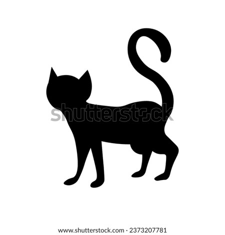 Silhouette of black cat on white background