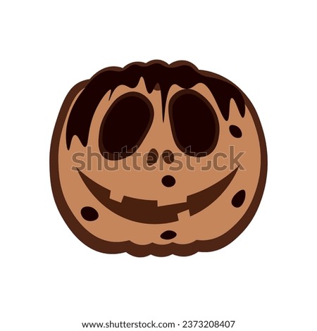 Tasty Halloween cookie on white background