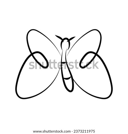 scribble line butterfly illustration, line drawing of butterfly vector elements