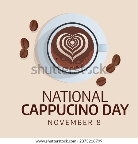 National Cappuccino Day design template good for celebration usage. cappucino vector image. flat design. vector eps 10. Royalty-Free Stock Photo #2373218799