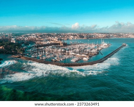 An aerial view of the port in Cascais, Portugal Royalty-Free Stock Photo #2373263491