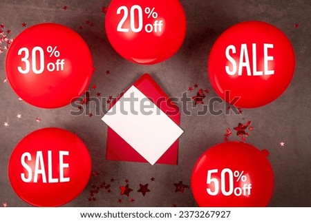 Banner with "Sale" Red Balloons on dark Background. Black Friday Sale concept. 