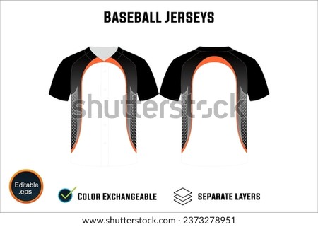 baseball jersey latest custom design templates mockup and t-shirt sketch with blank white background editable vector eps png unique artwork number text on both front and back views design your own 