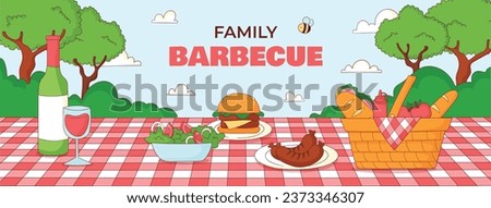 BBQ party. Barbecue party. barbecue poster or banner. BBQ time. Vector illustration. BBQ background. Poster, Banner, Card, Flyer, Invitation, Cover.. National Barbecue Day. May 16. event. grill party.