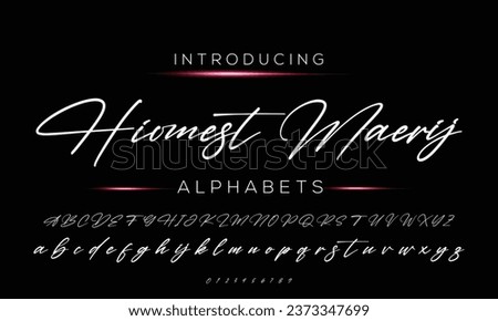 Hand drawn typeface. Handwritten script alphabet isolated on white background. Handmade alphabet for your designs logo, posters, invitations, cards, etc Royalty-Free Stock Photo #2373347699