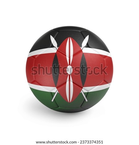 3D soccer ball with Kenya team flag. Isolated on white background