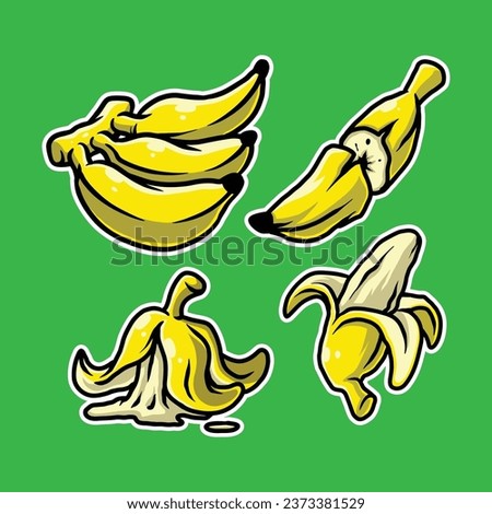 Banana mascot logo design vector with modern illustration concept style for badge, emblem and t shirt printing. Banana sticker pack illustration.