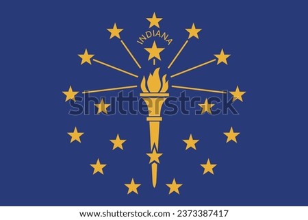 The flag of Indiana. Standard color. Standard size. A rectangular flag. Icon design. Computer illustration. Digital illustration. Vector illustration.