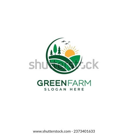 Agriculture and farming logo, Green farm house vector logo template.
