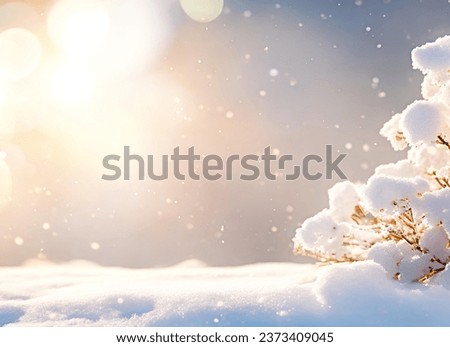 Beautiful winter background with close up frosted leaves and morning sunlight with bokeh background. Royalty-Free Stock Photo #2373409045
