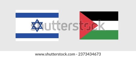 Flags of Israel and Palestine. Flag icon. Standard color. Standard size. A rectangular flag. Computer illustration. Digital illustration. Vector illustration.