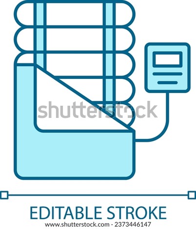 2D pixel perfect editable blue massage bed icon, isolated monochromatic vector, thin line illustration representing medical care equipment.