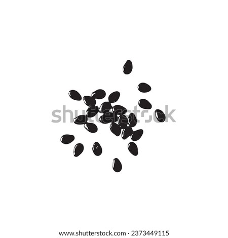 Watermelon Seeds Icon, Water Melon Seed Pile, Small Black Kernels Silhouette, Raw Scattered Watermelon Seeds Outline on White Background, Vector Illustration Royalty-Free Stock Photo #2373449115