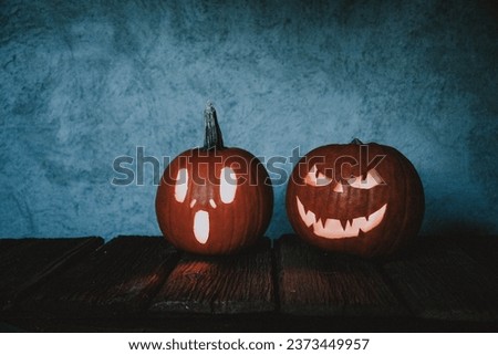halloween background with scary Jack'o'lantern