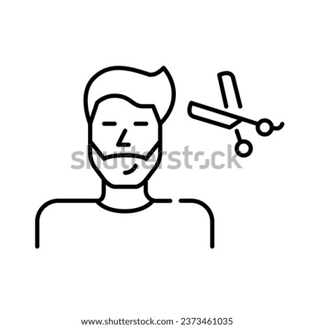 Man getting a haircut. Male hair salon services, beauty and elegance. Pixel perfect, editable stroke