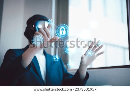 Cybersecurity and information AR technology security services concept. Login or sign in internet concepts.