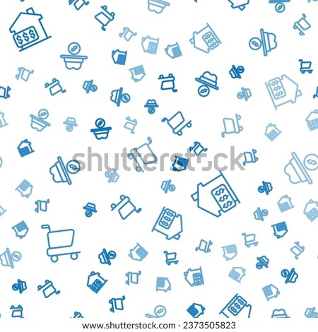 Set line Shopping cart, House with dollar and Donation money on seamless pattern. Vector