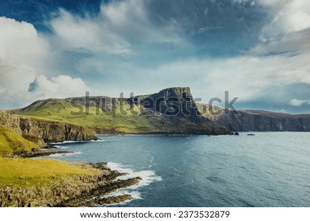 Isle of Skye is the largest island in the Inner Hebrides. It lies just off the west coast of mainland Scotland in the Atlantic Ocean.
Beautiful solitude in a quiet atmosphere without people. Royalty-Free Stock Photo #2373532879
