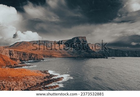 Isle of Skye is the largest island in the Inner Hebrides. It lies just off the west coast of mainland Scotland in the Atlantic Ocean.
Beautiful solitude in a quiet atmosphere without people. Royalty-Free Stock Photo #2373532881