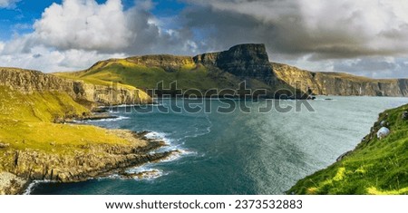 Isle of Skye is the largest island in the Inner Hebrides. It lies just off the west coast of mainland Scotland in the Atlantic Ocean.
Beautiful solitude in a quiet atmosphere without people. Royalty-Free Stock Photo #2373532883