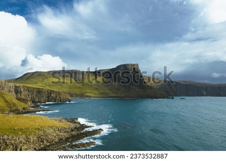Isle of Skye is the largest island in the Inner Hebrides. It lies just off the west coast of mainland Scotland in the Atlantic Ocean.
Beautiful solitude in a quiet atmosphere without people. Royalty-Free Stock Photo #2373532887