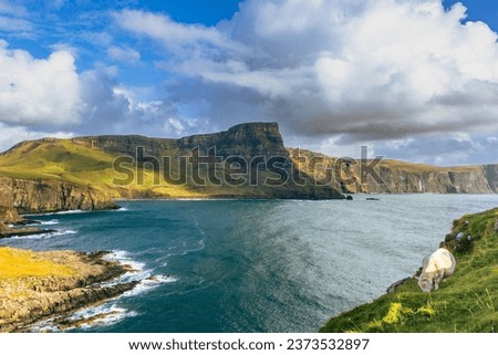 Isle of Skye is the largest island in the Inner Hebrides. It lies just off the west coast of mainland Scotland in the Atlantic Ocean.
Beautiful solitude in a quiet atmosphere without people. Royalty-Free Stock Photo #2373532897