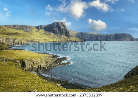 Isle of Skye is the largest island in the Inner Hebrides. It lies just off the west coast of mainland Scotland in the Atlantic Ocean.
Beautiful solitude in a quiet atmosphere without people. Royalty-Free Stock Photo #2373532899
