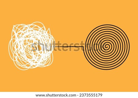 Tangle and untangle, psychotherapy and psychology concept vector line illustration. Royalty-Free Stock Photo #2373555179