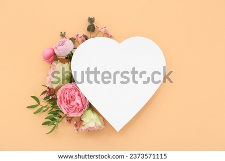 Paper heart with flowers on beige background. National Sweetest Day Royalty-Free Stock Photo #2373571115