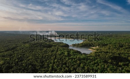 An aerial view of Blue hole in the New Jersey Pine Barrens Royalty-Free Stock Photo #2373589931