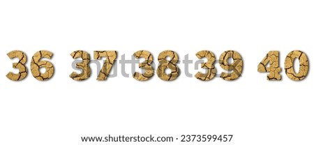 36 to 40, numbers "cracked ground" texture on white background