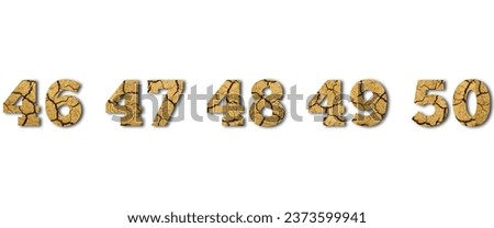 46 to 50, numbers "cracked ground" texture on white background