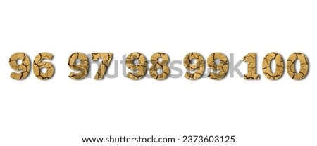 96 to 100, numbers "cracked ground" texture on white background