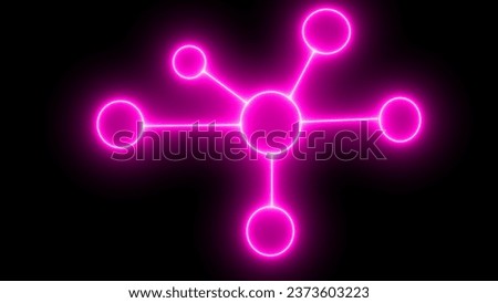 Pink molecule neon icon. Physics element set. Simple icons for web design, info graphics. Beautiful shiny molecules on a black background. illustration