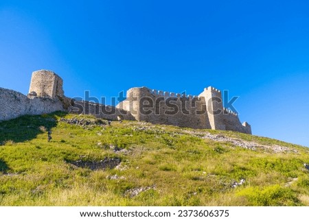 Argos, Greece - 19 February 2023 - The ruins of Larissa Castle Argos on top of the mountain Royalty-Free Stock Photo #2373606375