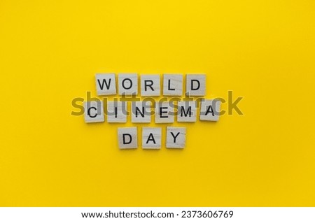 December 28, World Cinema Day, minimalistic banner with the inscription in wooden letters