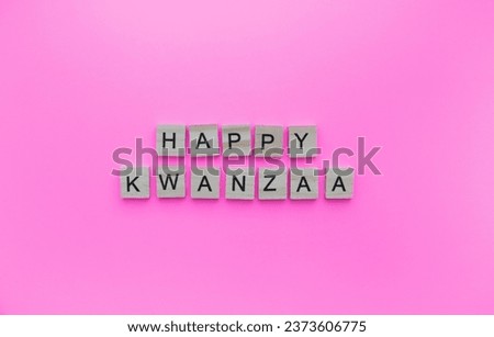 December 26 - January 1, Kwanzaa, minimalistic banner with the inscription in wooden letters