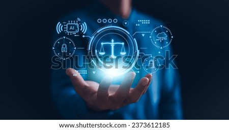 AI ethics or AI Law concept. Developing AI codes of ethics. Compliance, regulation, standard , business policy and responsibility for guarding against unintended bias in machine learning algorithms. Royalty-Free Stock Photo #2373612185