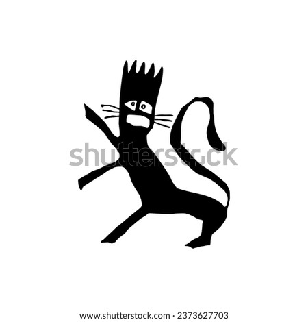 Naive Illustration of the Lion wear Crown, Ugly but Artistic, can use for Logo Type, Art Illustration, Website or Graphic Design Element. Vector Illustration 
