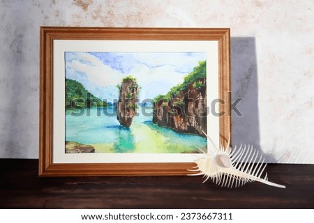 white picture frame with sea