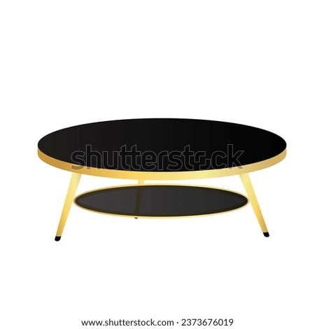 Round black table. Interior design furniture and decor, isolated coffee table. Vector in flat style. Coffee table vector	