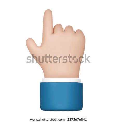 Hand pointing at something or push touch screen on isolated white background. 3D illustration. Has clipping path