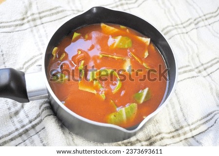 A Pan of Homemade Cabbage Soup
