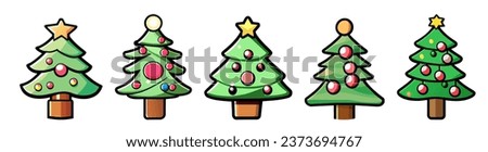 Christmas tree cartoon icon collection